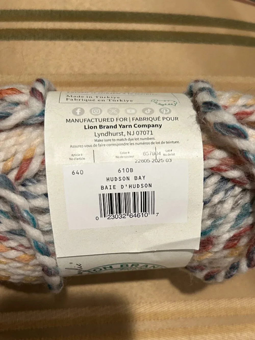 Hudson Bay New Skein Lion Brand Wool-Ease Thick Quick Yarn Ivory Green Red Blue